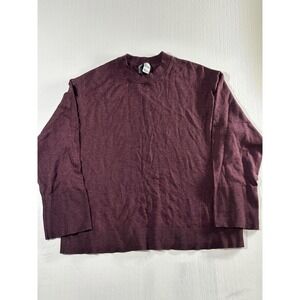 H&M Women's Fine Knit Burgundy Sweater Loose Fit Ribbed Size Medium